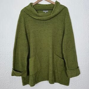 Habitat Clothes To Live In Green Textured Knit Cowl Neck Sweater Lagenlook XL